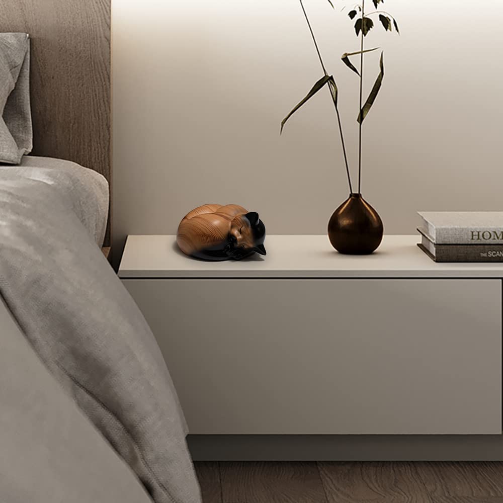 Kriss Art Pet Urns,Sleeping Resin Cremation Cat Urn, Cat Urns For Ashes, Small Animal Urn (Cream)