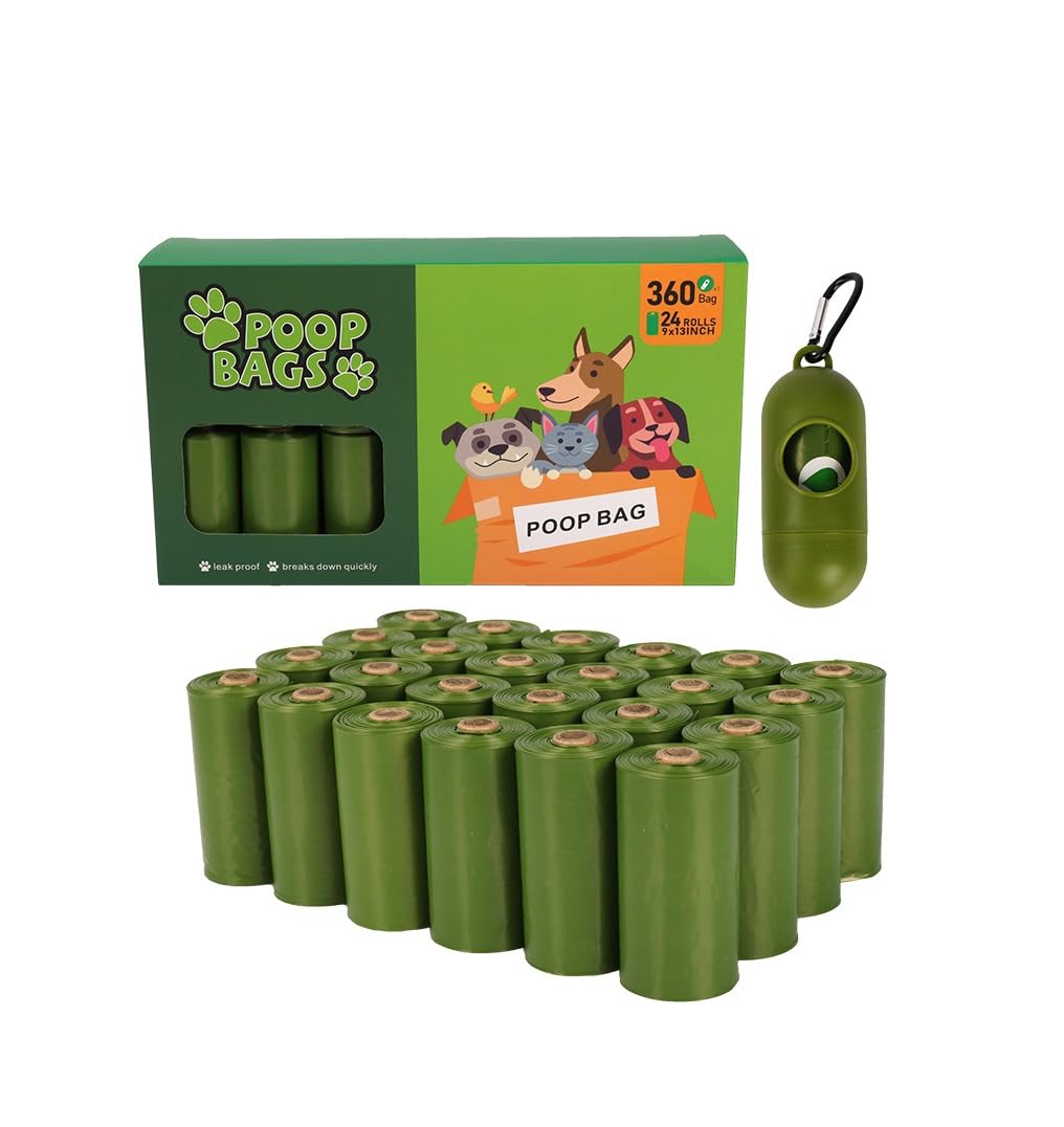 Dog Poop Bags With Dispenser, Thick Doggy Waste Bag Refill Rolls, 360 Pet Waste Bags, Doggie Poop Bags, Biodegradable Bags For P