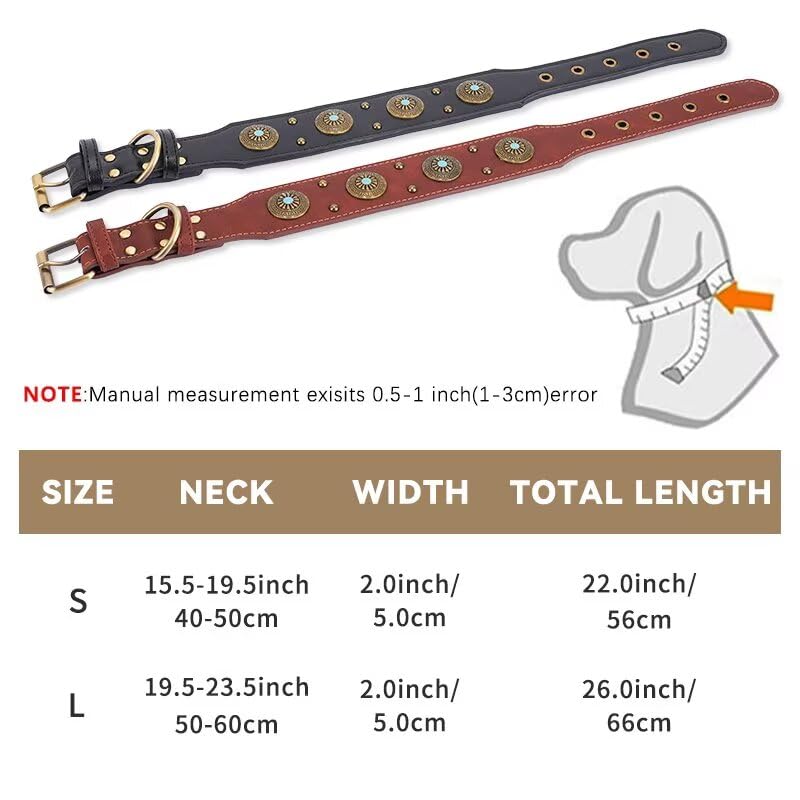 Leather Dog Collars For Small Dogs - Heavy Duty Adjustable, Durable Pu Leather Collar For Small, Medium, Large, And Extra Large