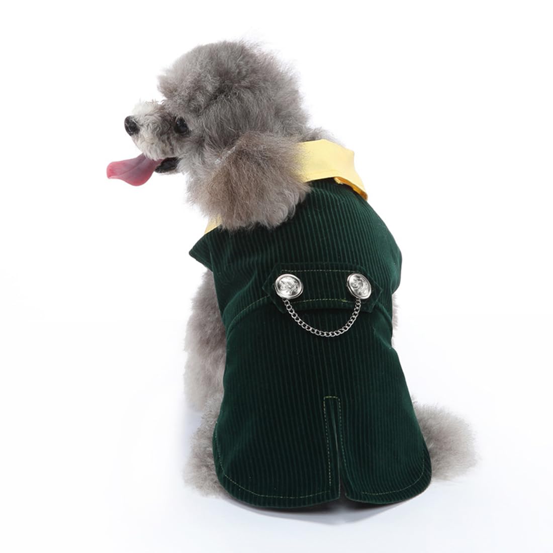 Doteyayp Puppy Velvet Tuxedo With Detachable Bowtie Prom Wedding Formal Wear Prince Costume For Small Dog (Large, Green)