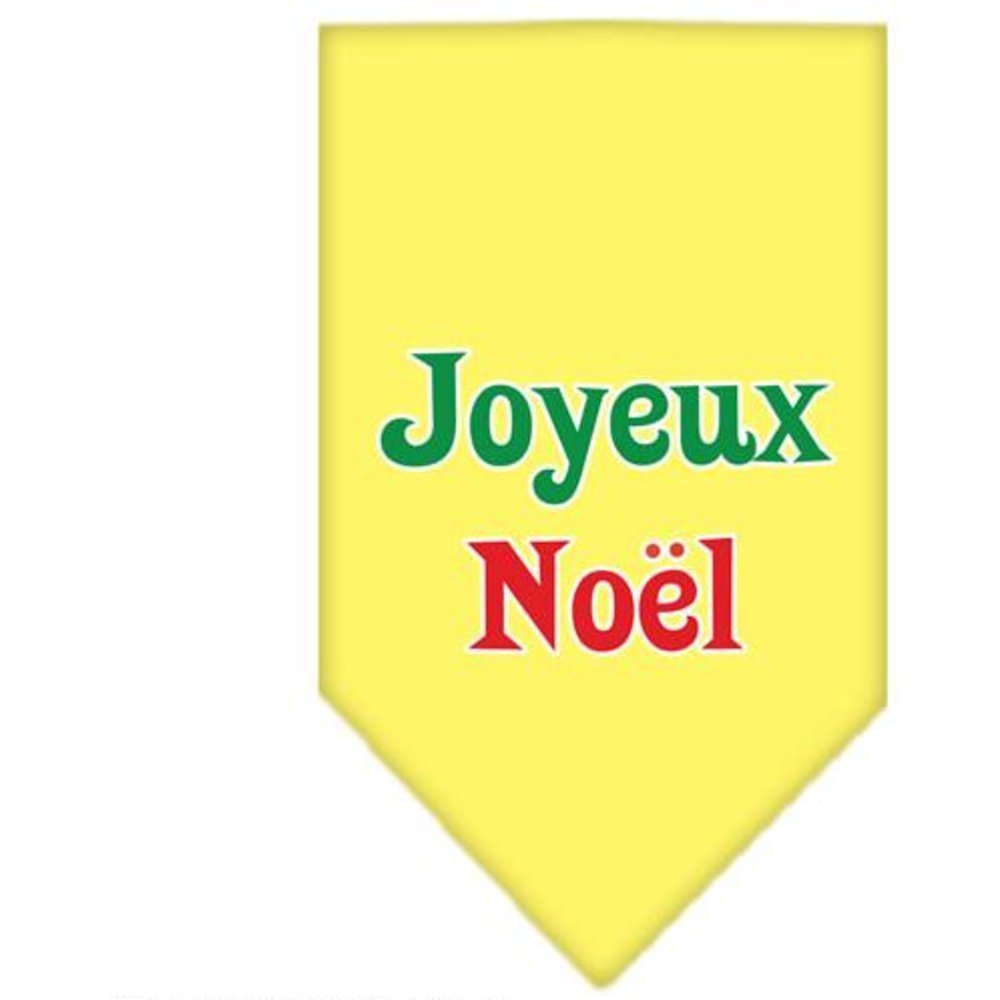 Christmas Pet and Dog Bandana Screen Printed, &quot;Joyeux Noel&quot; Yellow Large