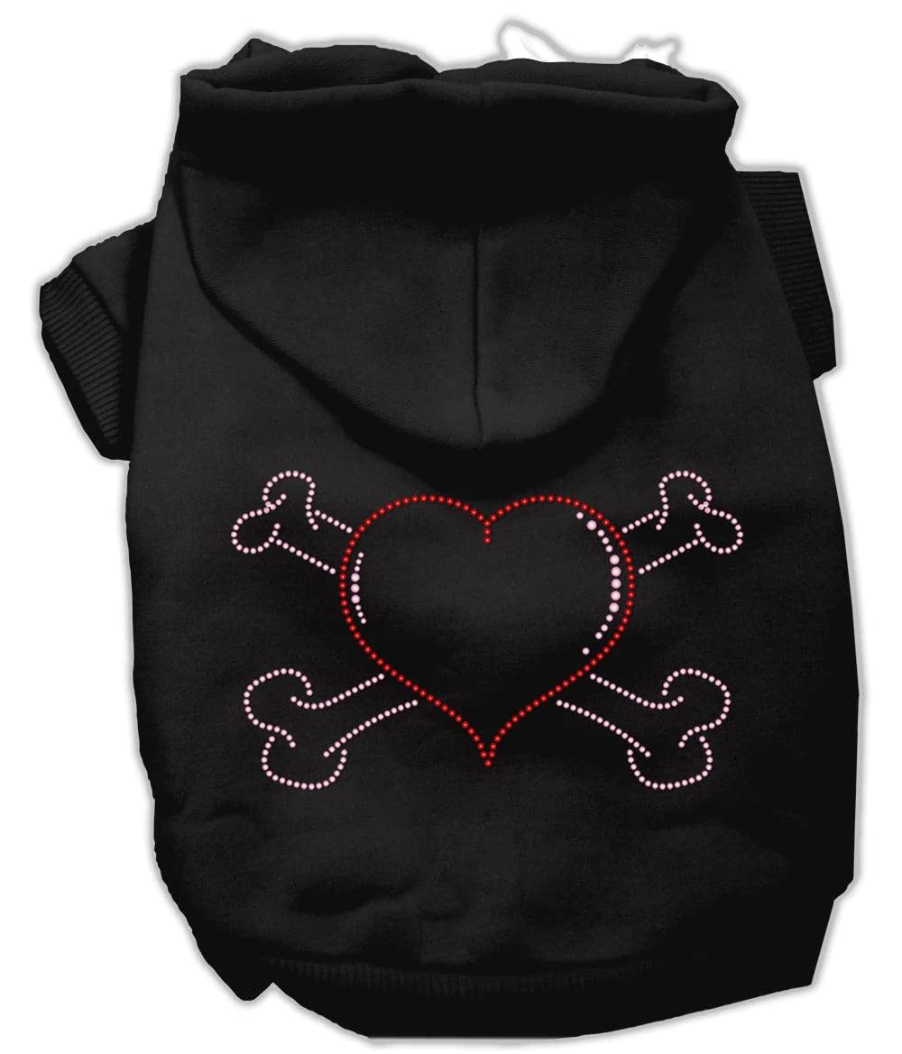 Mirage Pet Products Heart and Crossbones Hoodies, Pink, X Small/Size 8