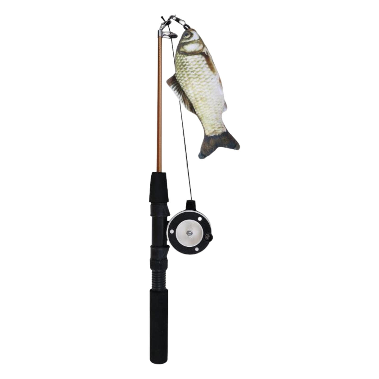 Ujeavette Cat Teaser Wand Toy Adjustable Training Interactive Retractable Fishing Pole Grass Carp