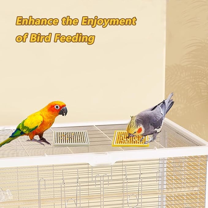 Parrot Foraging Toys, 2 Pcs Bird Feeder Foraging Mats, Interactive 2Pcs Bird Foraging Toys Puzzle to Increase Feeding Time Cage