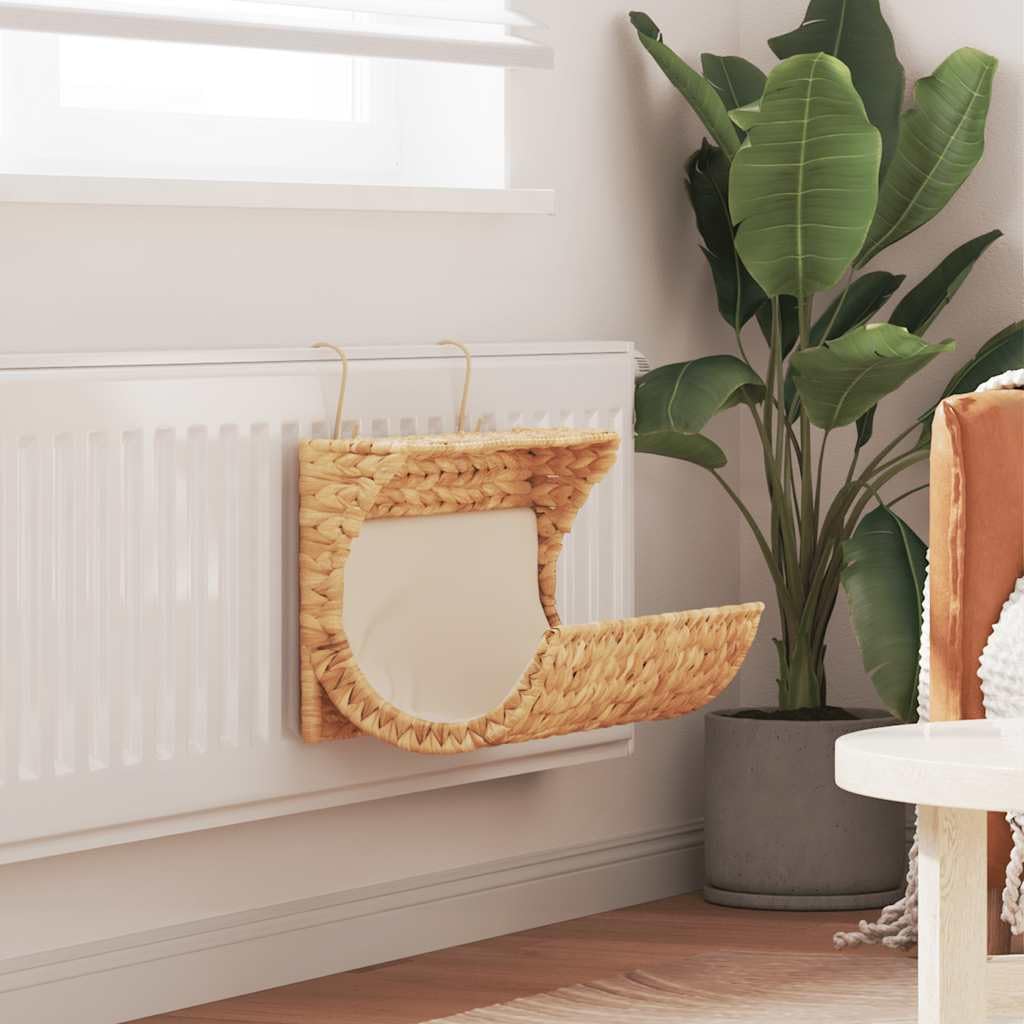 Cat Bed with Cushion Water Hyacinth 14.6&quot;x7.9&quot;x7.9&quot;