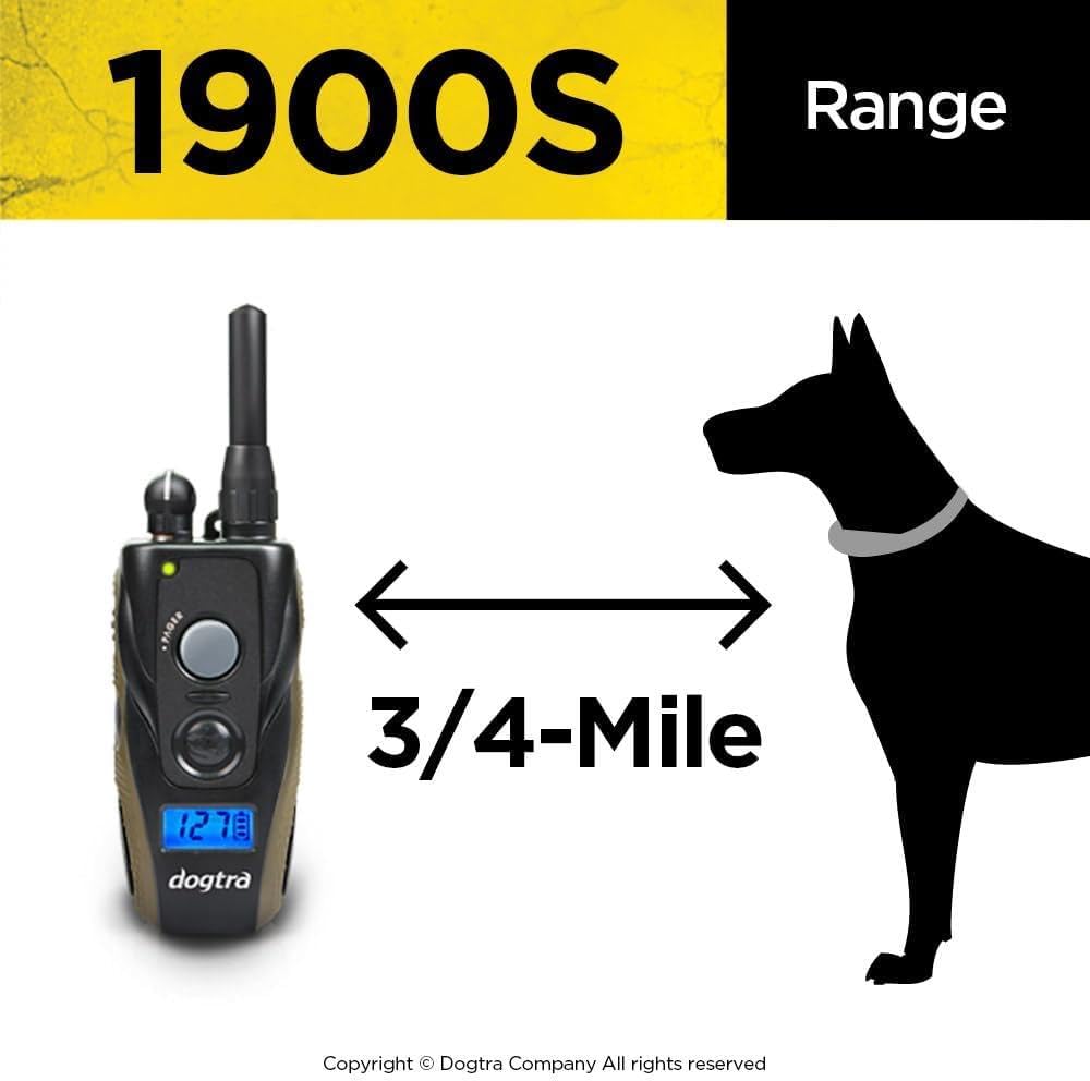 Dogtra 1900S Remote Dog Training E-Collar - 3/4 Mile Range, IPX9K Waterproof, Black/Olive Green, Synthetic Material