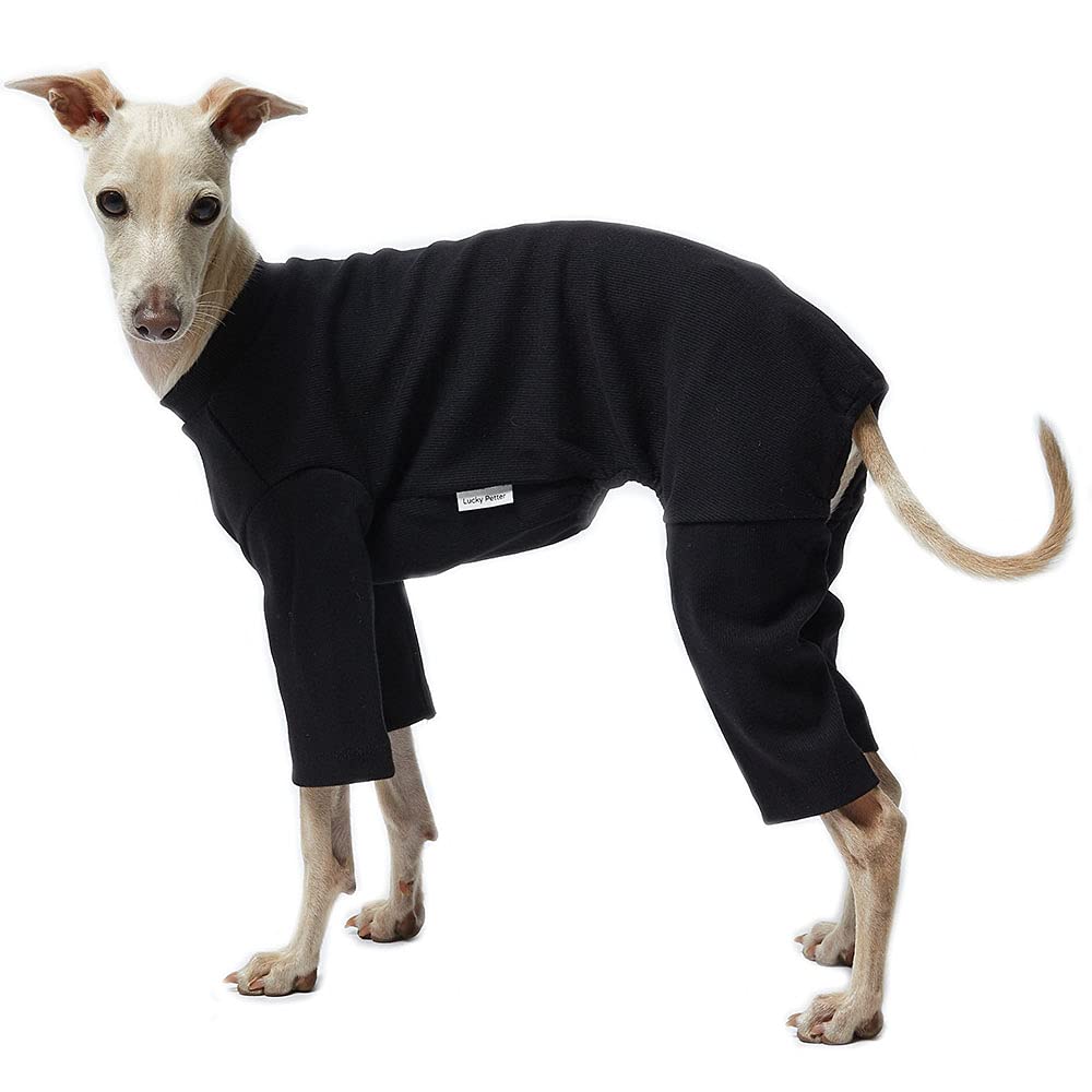 Lucky Petter Basic Soft Dog Pajamas For Small Dog Onesie Doggie Jammies Dog Shirt Stretchable Dog Jumpsuit Bodysuit Pjs (X-Small, Basic Black)