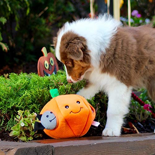 Zippypaws Burrow Puzzle Plush Dog Toy, Interactive Squeaky Toy For Enrichment, Hide And Seek Game For Small To Medium Dogs, Pumpkin With Bats