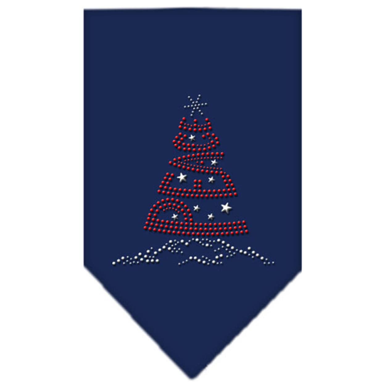 Christmas Pet and Dog Bandana Rhinestone, "Peace Tree" Navy Blue Small