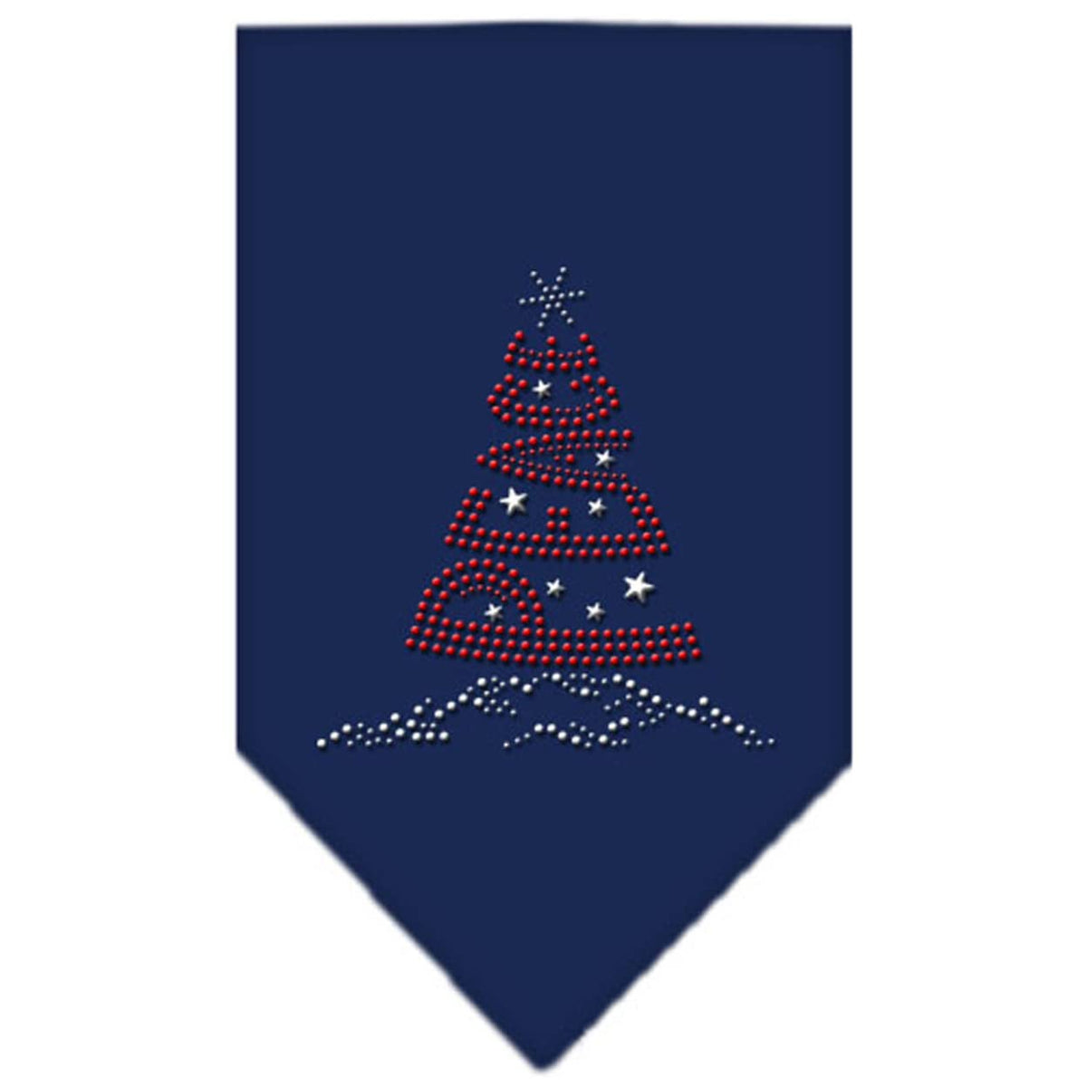 Christmas Pet and Dog Bandana Rhinestone, &quot;Peace Tree&quot; Navy Blue Large