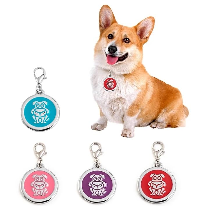 Personalized Funky Dog Design Pet Id Tag With Quick Clip - Laser Engraved Custom Name Tag For Puppies And Dogs (Round-Small: Pur
