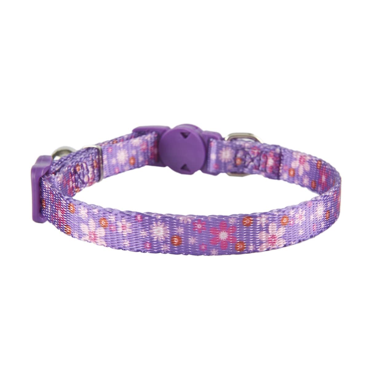Ewinoom 2 Pack Floral Cat Collars Breakaway Kitten Collar With Bell Adjustable Cute Kitty Collar For Female Cats Pink Purple