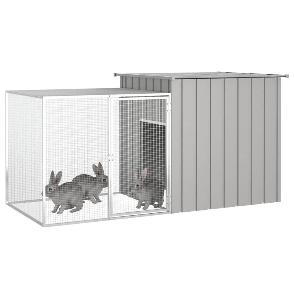 vidaXL Spacious Rabbit Cage - Gray|78.7&quot;x35.8&quot;x39.4&quot;|Secure Housing for Small Pets with Large Gate|Sturdy Galvanized Steel Construction