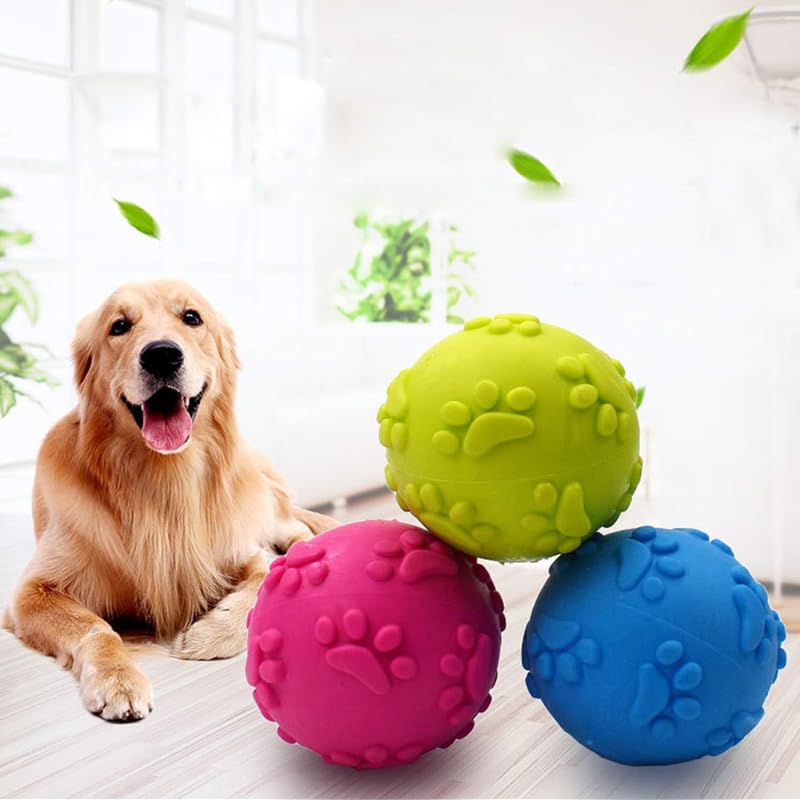 BohoBark Musical Rubber Squeeze Ball with Spikes for Dogs (Pack of One) Colour May Very