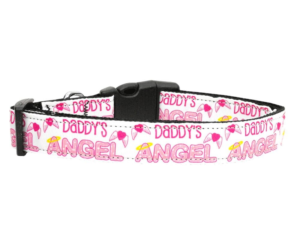 Pet Dog & Cat Nylon Collar or Leash, &quot;Daddy's Angel&quot; MD Narrow Collar