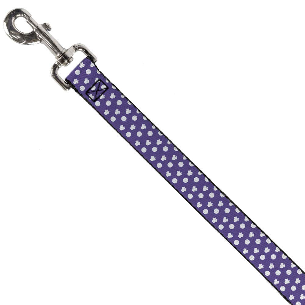 Dog Leash Minnie Mouse Bow Ears Monogram Dots Purple White 6 Feet Long 0.5 Inch Wide