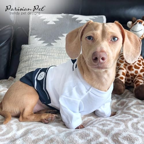 Parisian Pet Dog Shirt - Embroidered Sailor Dog Costume - 100% Cotton And Polyester Pet Clothes - Sleeved Halloween Outfit - Blue And White Dog Costumes For Large Dogs - Halloween Pet Costume - Xl