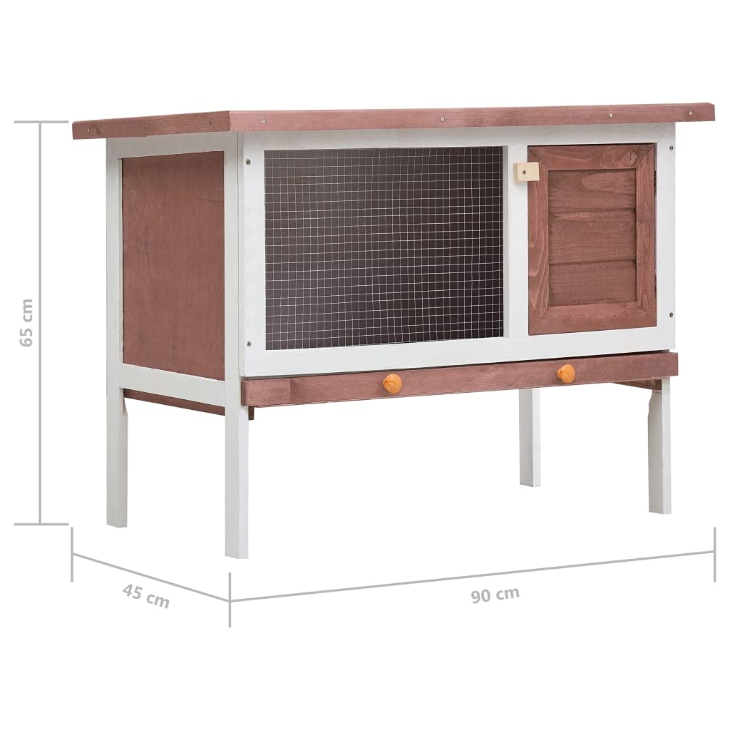 vidaXL Outdoor Rabbit Hutch - Spacious Exterior Bunny Cage, Durable Wood Construction, Weatherproof Design, Pull-Out Tray for Easy Cleaning, with Iron Wire Mesh for Ventilation