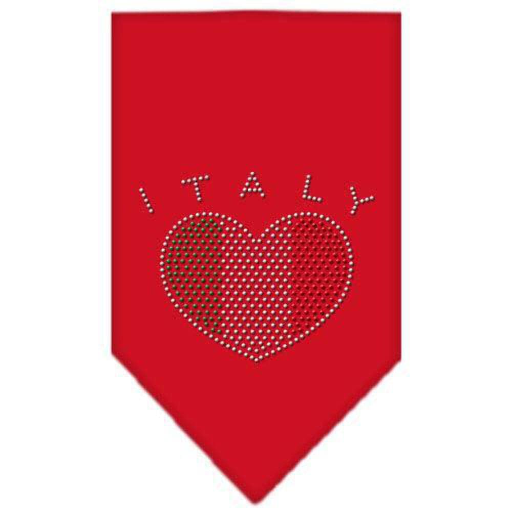 Pet and Dog Bandana Rhinestone, Italy Heart Red Large