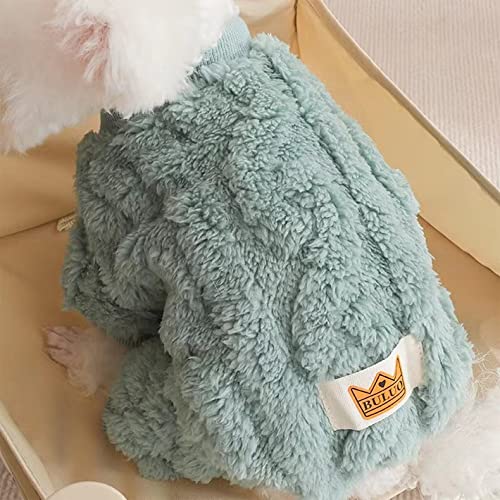 Loyanyy Plush Dog Pajamas For Cold Weather 4 Legged Clothes For Dog Cat Stretchy Puppy Kitten Onesie With Buttons Warm Soft Pet Jumpsuit Winter Coat Green X-Large