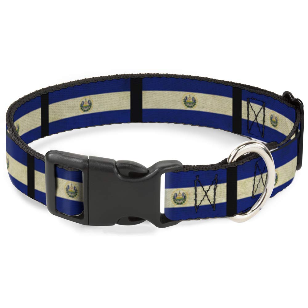 Buckle-Down PC-W30537-WS El Salvador Flag/Black Plastic Clip Collar, Wide Small/13-18