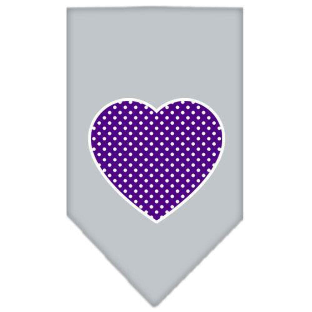 Mirage Pet Products Purple Swiss Dot Heart Screen Print Bandana for Pets, Large, Red
