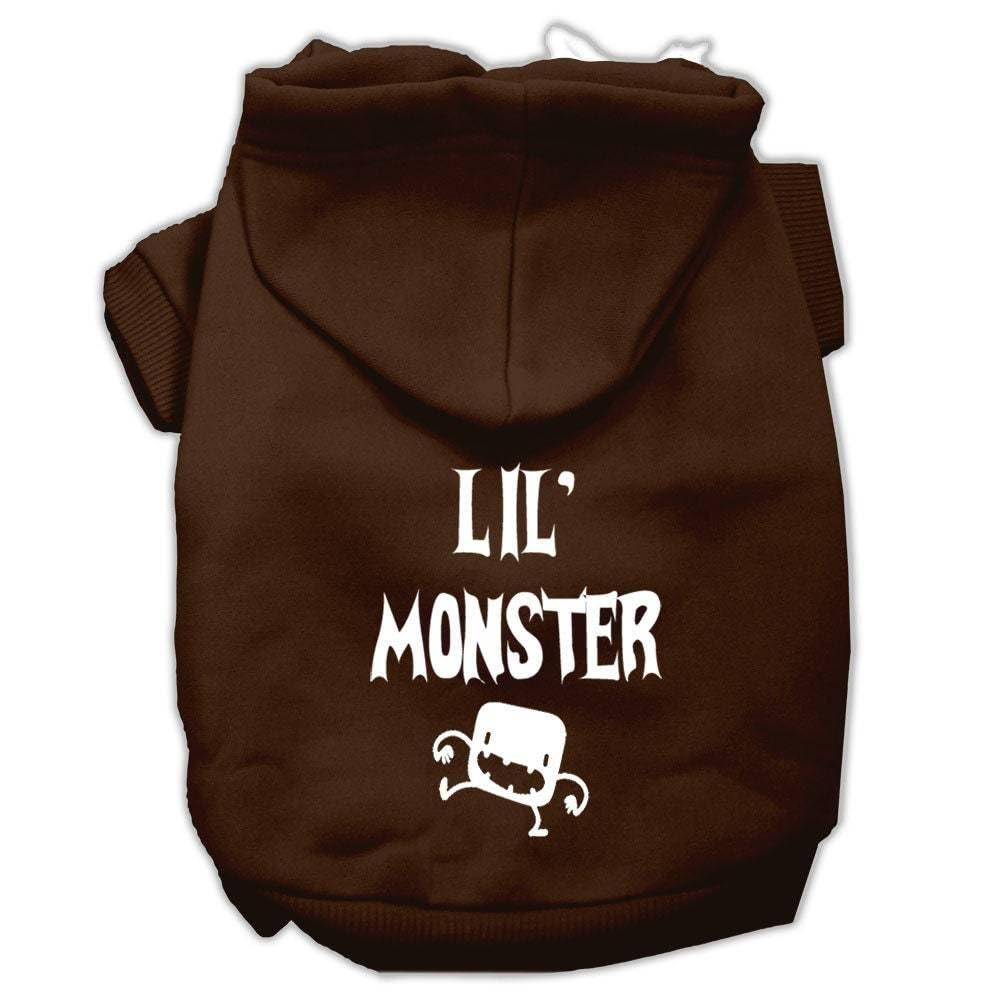 Halloween Pet, Dog & Cat Hoodie Screen Printed, 'Lil Monster' Brown Lg (10-14 Lbs.)