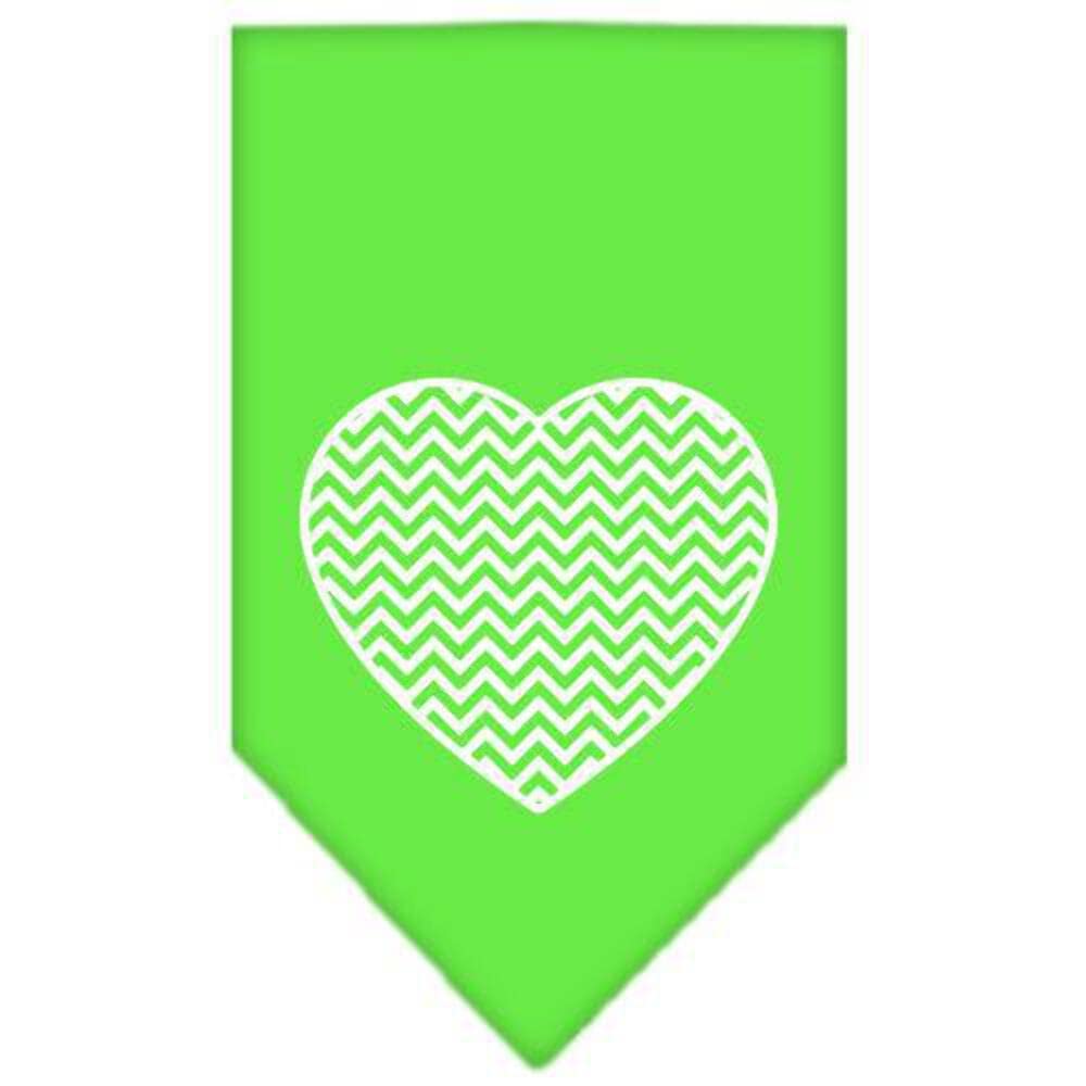 Pet and Dog Bandana Screen Printed, Chevron Heart Bright Pink Large