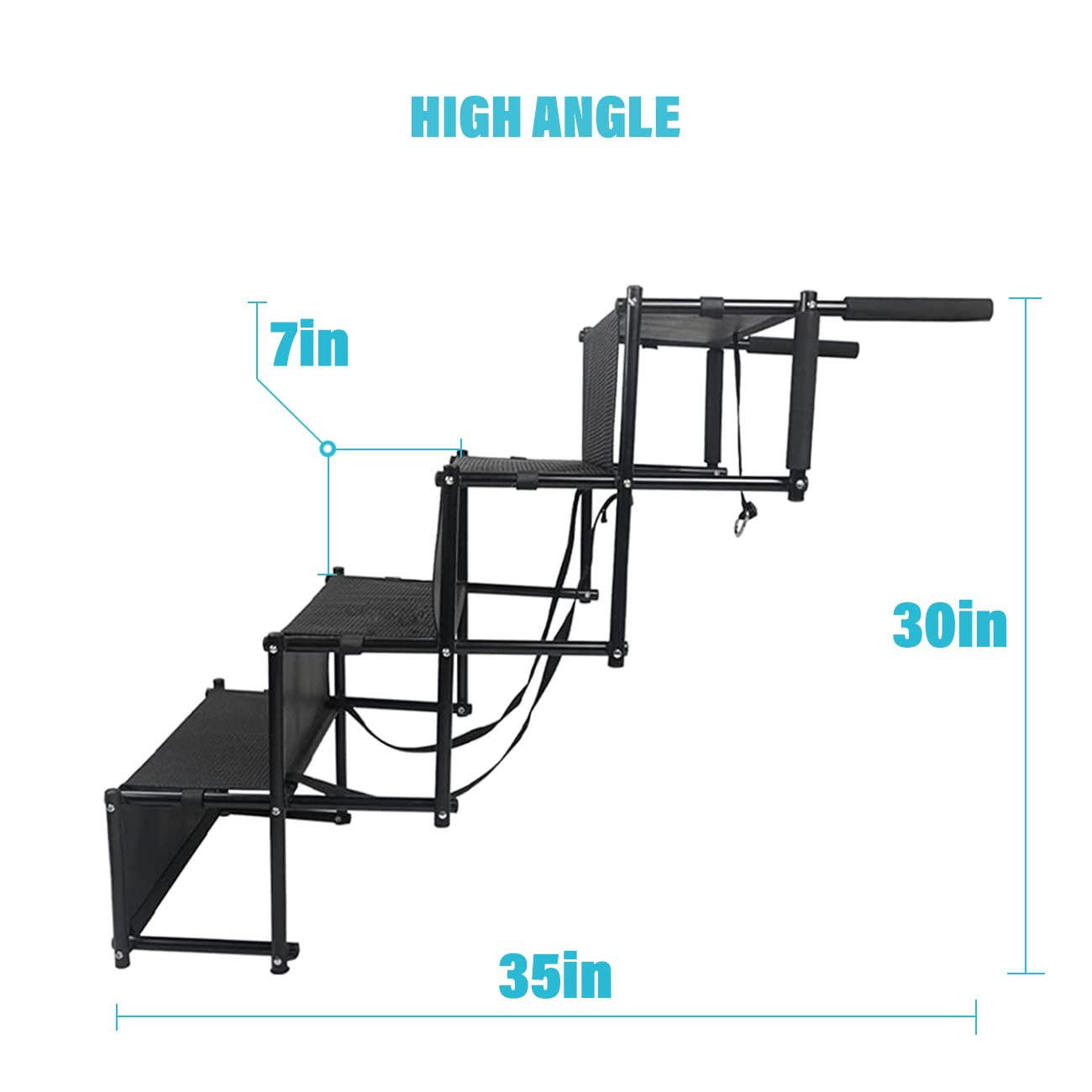 Bounabay Upgraded Dog Stairs Ramp, Foldable 4 Steps Nonslip Pet Ramp For Medium And Large Dog, Made Of Metal Frame And Waterproof Cloth, Loads Up To 150 Lbs, Suitable For High Beds, Trucks And Suv