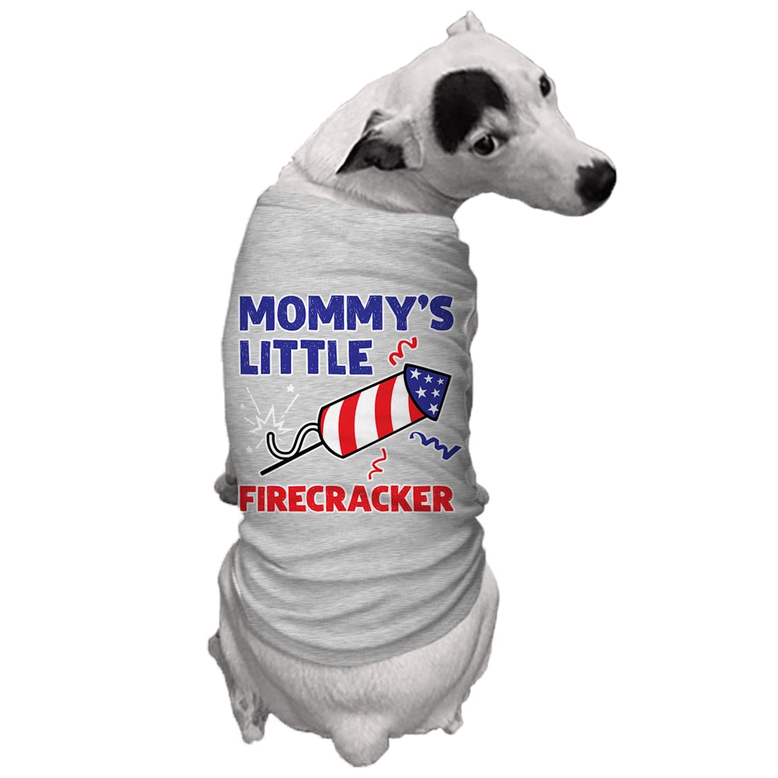 Mommy'S Little Firecracker - Usa Independence Day 4Th Of July Dog Shirt (Light Gray, Medium)