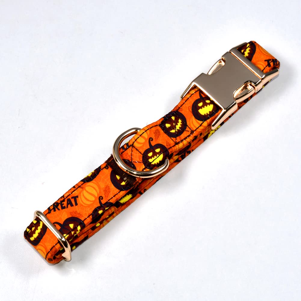 Nesttimes Halloween Haunted Pumpkins Dog Bow Tie Collar,Detachable Bowtie, Adjustable Collar For Small Medium Large Dogs ., M (12 --19'')