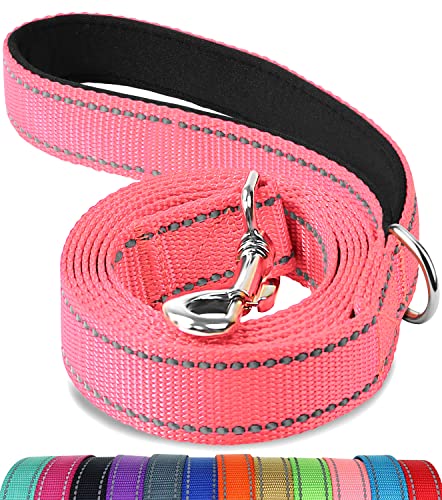 Joytale Double-Sided Reflective Dog Leash, 6 Ft/5 Ft/4 Ft, Padded Handle Nylon Dogs Leashes For Medium & Large Dogs Walking, Pin