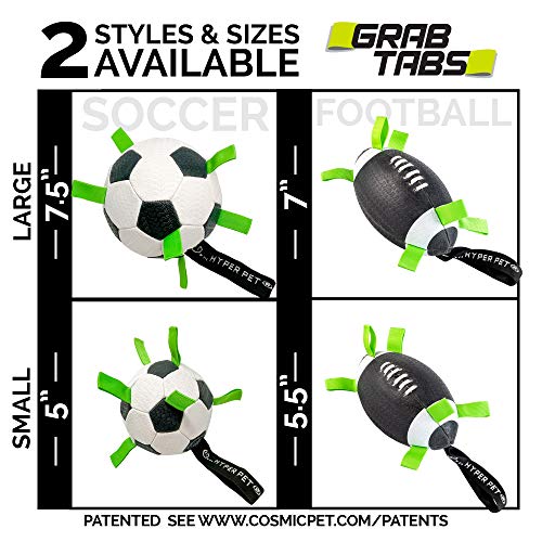 Hyper Pet The Original Quality Grab Tabs Dog Soccer Ball & Dog Football (Indoor-Outdoor Interactive Dog Toy Dog Balls With Easy Grab Tabs) Fun Dog Tug Toy And Dog Ball - 7.5'