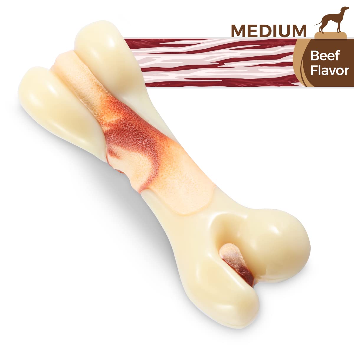 Indestructible Dog Chew Toys For Aggressive Chewers, Tikaton Beef Flavor Durable Dog Teething Chew Toys Bones For Large / Medium