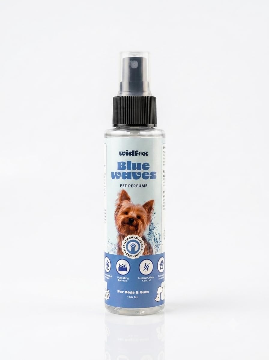 Widfox Pet Blue Wave Perfume Spray For Dogs & Cats 100Ml With Aloe Vera & Oat Extract Enriched It Helps Eliminate Odour And Keep