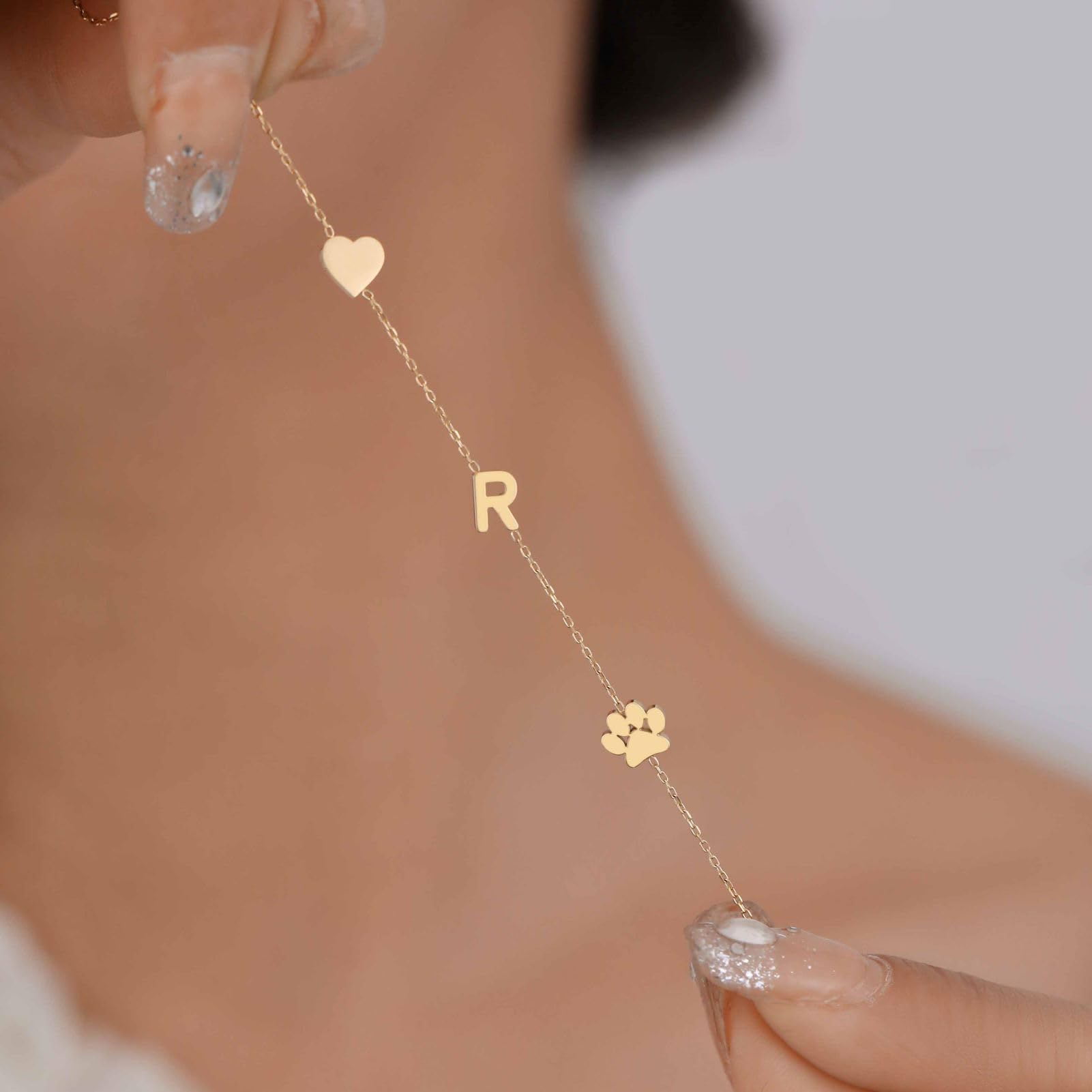 Ginazl Pet Sympathy Memorial Gifts For Dogs, Paw Print Initial T Necklace Cat Memorial Gift For Loss Of Cat Pet Loss Gift Christ