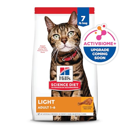 Hills Science Diet Light, Adult 1-6, Weight Management Support, Dry Cat Food, Chicken Recipe, 7 lb Bag