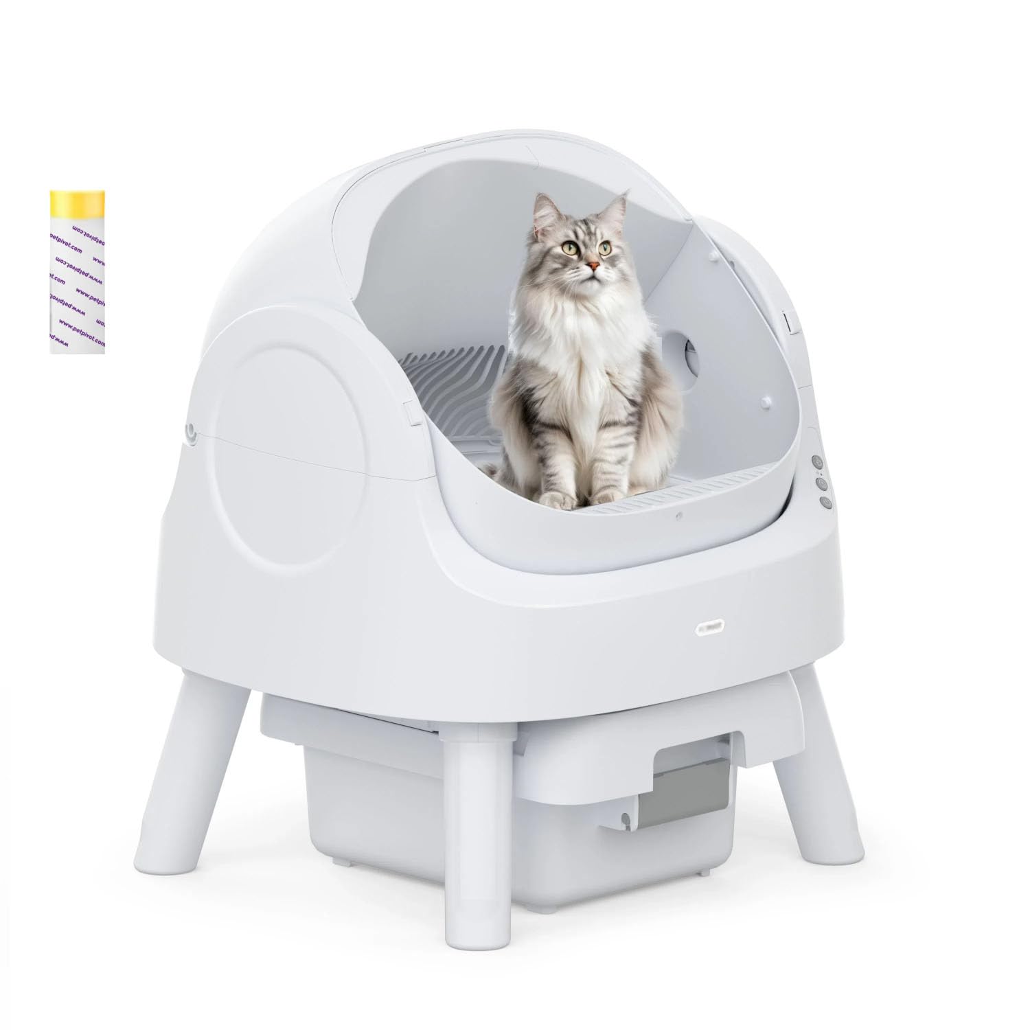 Mimfam Autoscooper 11 Self Cleaning Cat Litter Box, Automatic For Multiple Cats, Open Top, White, Large (24.24 L X 16.32 W X