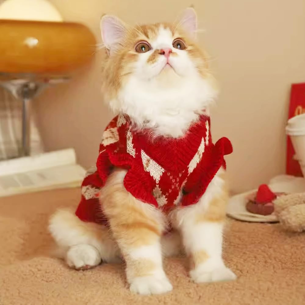 Aniac Diamond Puppy Sweater For Small Dog Girl Strawberry Turtleneck Cat Knitwear Winter Pet Clothes For Kitten Chihuahua Yorkie