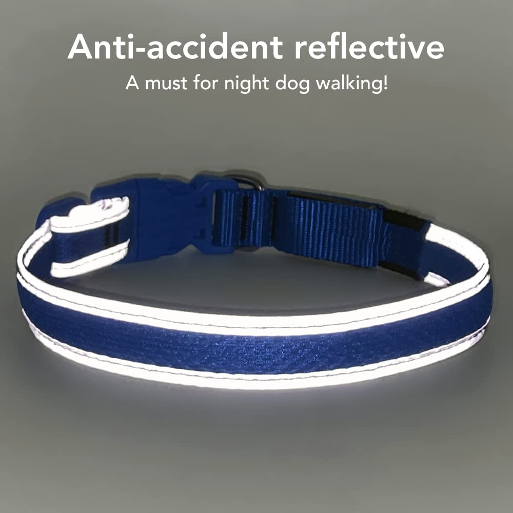 Bseen Light Up Dog Collars - Rechargeable Led Dog Collar, Reflective Dog Collar, Glowing Dog Camping Gear, Adjustable Dog Lights