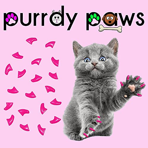 Purrdy Paws 40 Pack Soft Nail Caps For Cat Claws Lipstick Pink Small