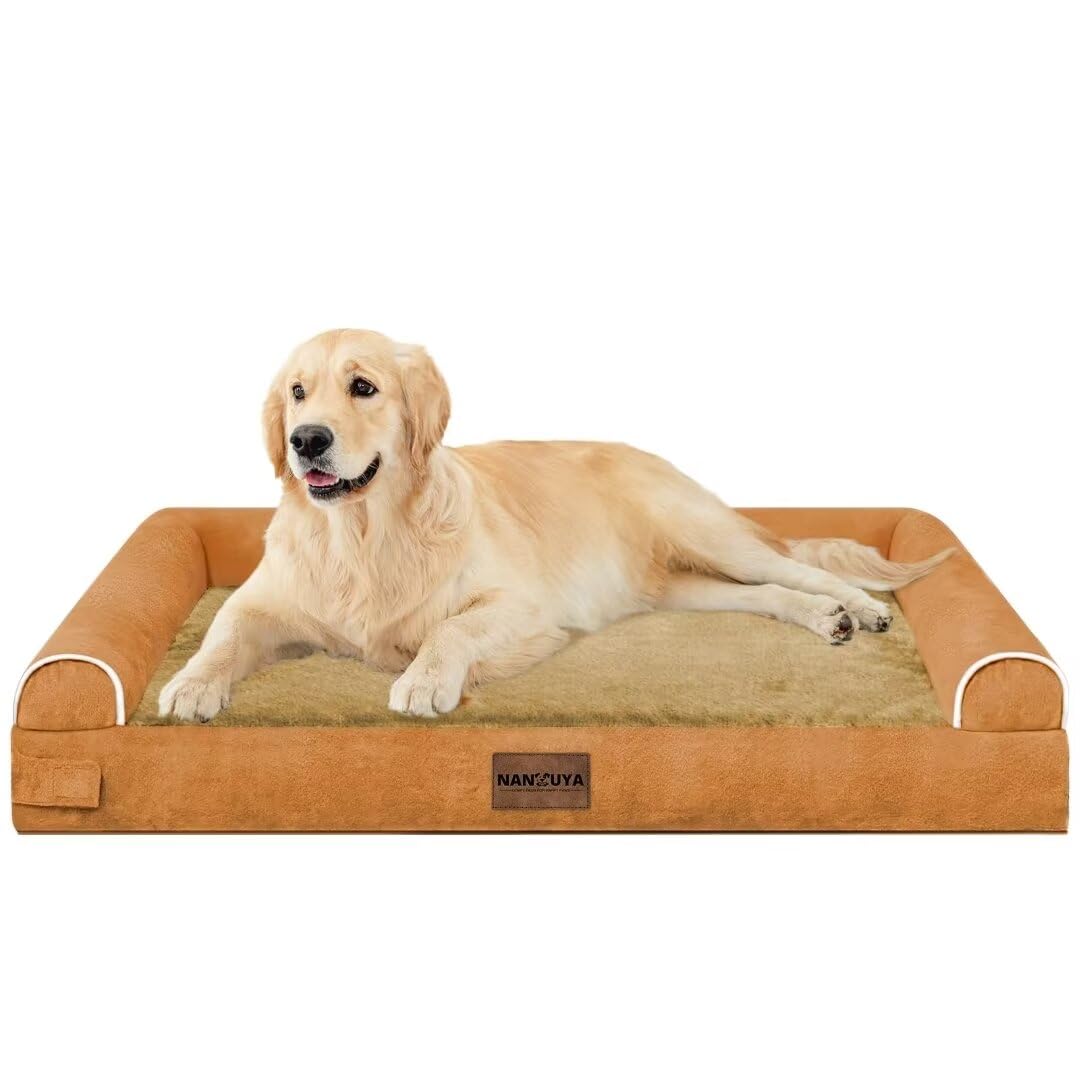 Large Dog Bed Orthopedic Washable: Beds Bolster Xl Bed Medium Large Dogs Egg Crate Foam Couch Sofa Waterproof With Removable Cover - Orange