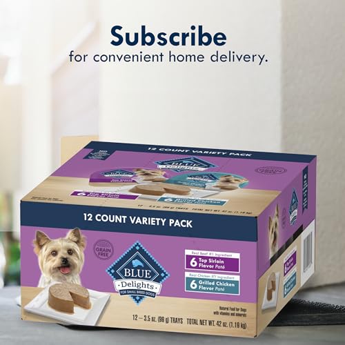 Blue Buffalo Delights Small Breed Natural Wet Dog Food Variety Pack, Top Sirloin Pat   and Grilled Chicken Pat  , 3.5-oz Cups, 1