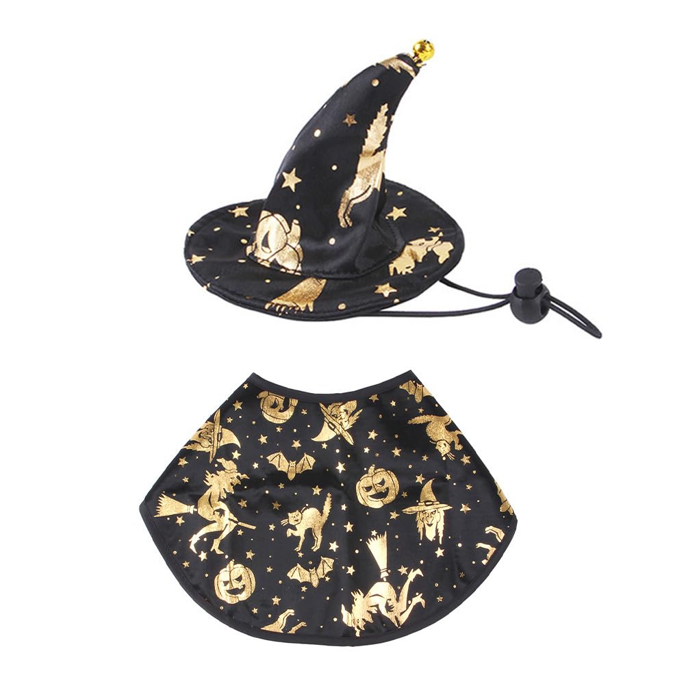 PRETYZOOM Halloween Costumes for Dogs Pet Costume Wizard Cape with Witch Hat Costume for Cats Halloween Outfits Pet Halloween Co