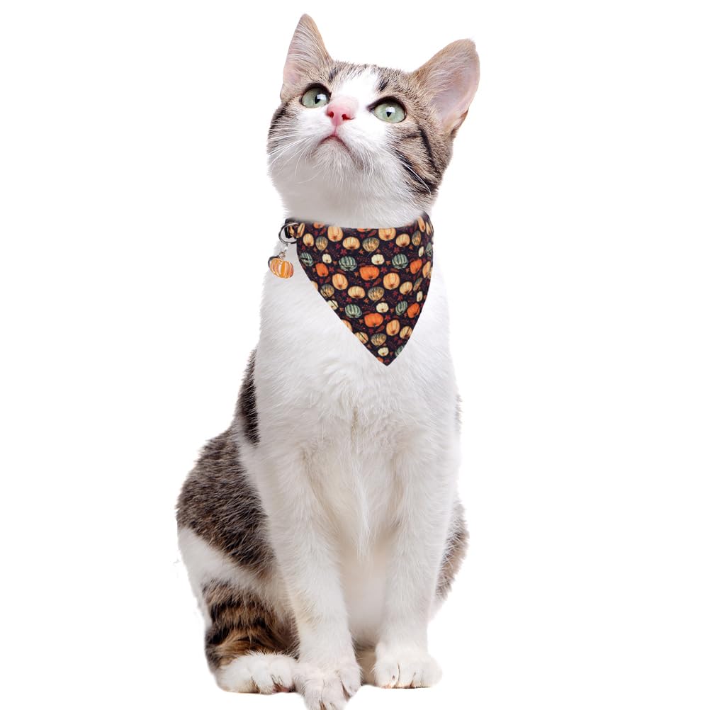 Thanksgiving Day Cat Collar Fall Breakaway With Bandana And Bell Autumn Holiday For Kitty Adjustable Safety