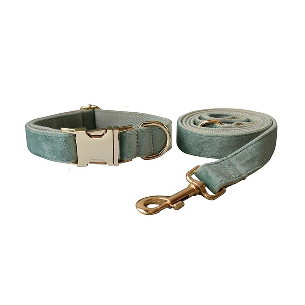 Jay D.L Dog Collar And Leash Set,Soft & Comfy Velvet Dog Collars With Heavy Duty Metal Buckle And Matching Lead Adjustable For S