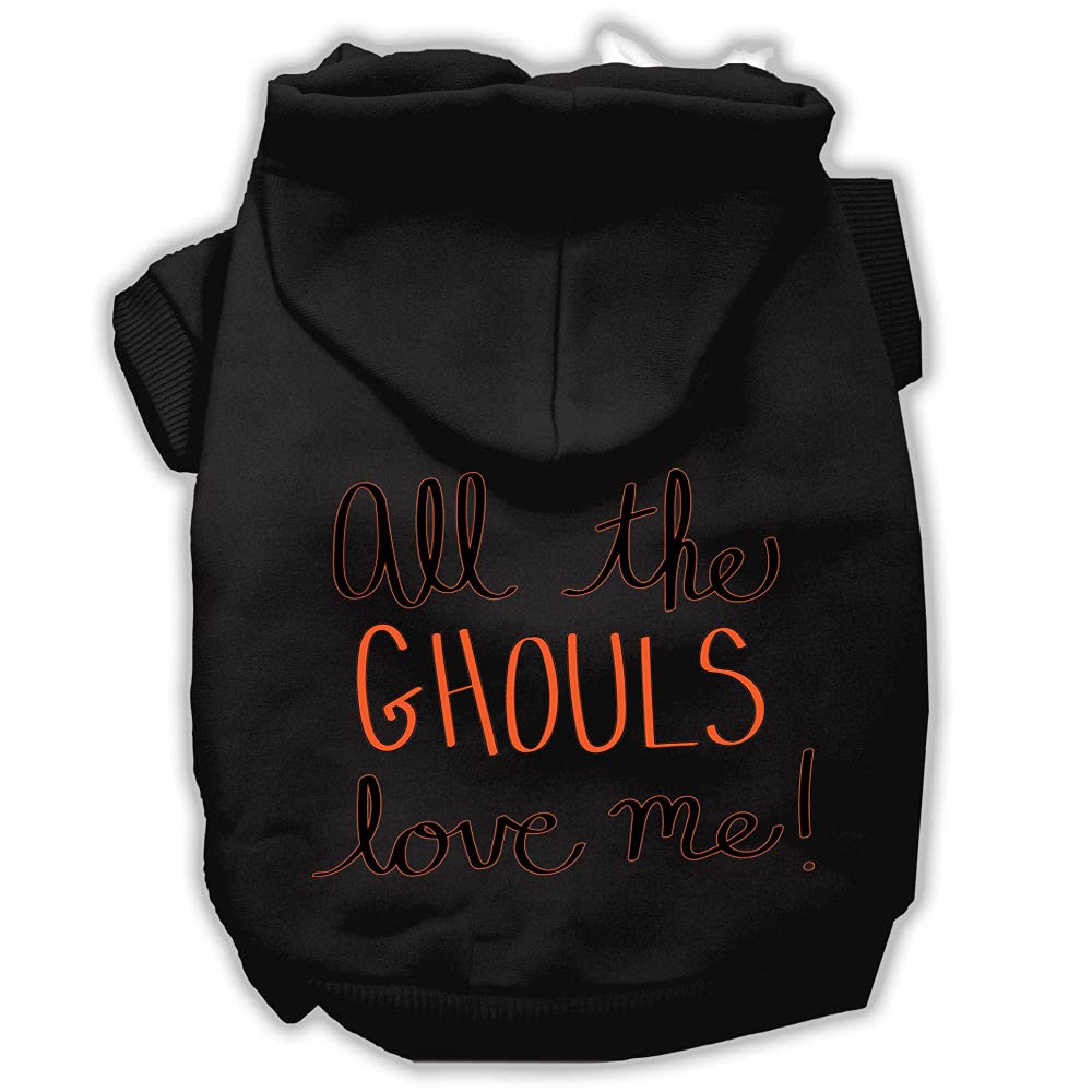 Halloween Pet, Dog & Cat Hoodie Screen Printed, 'All The Ghouls Love Me' Black Xl (14-20 Lbs.)