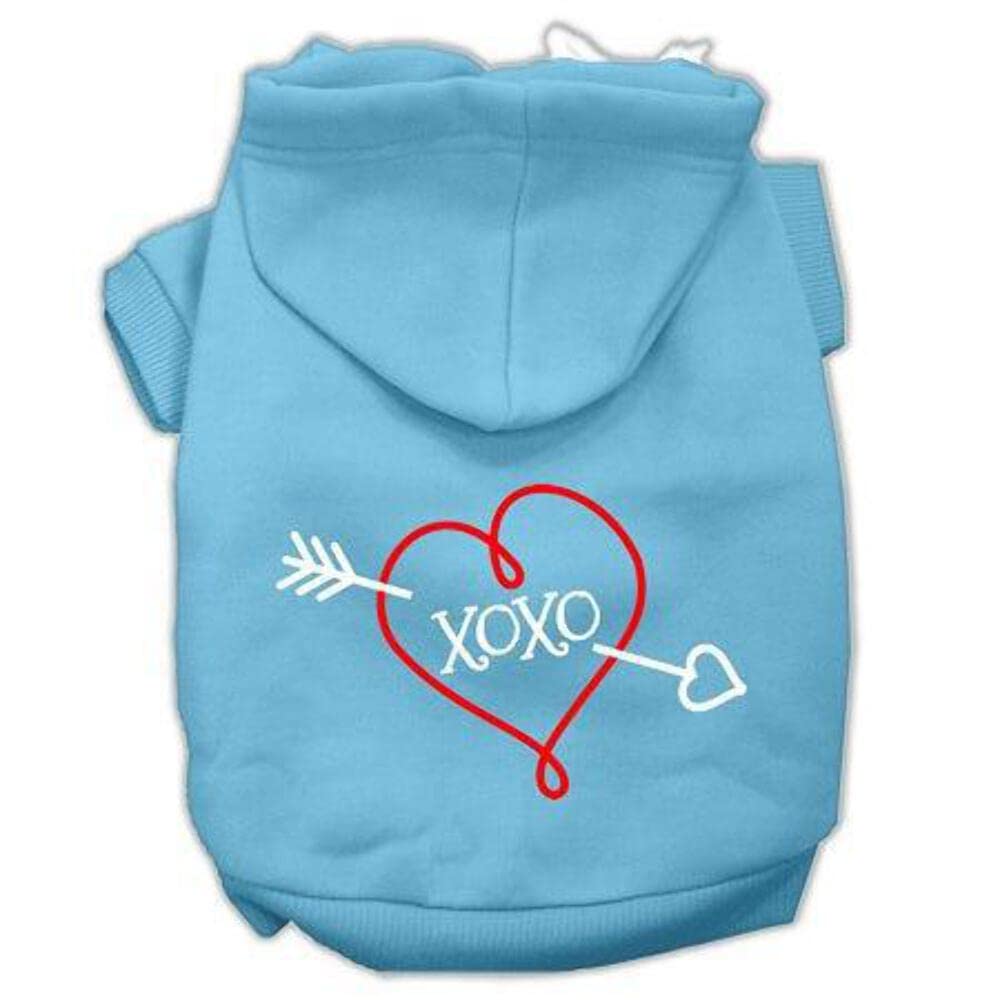 Pet Dog & Cat Hoodie Screen Printed, XOXO Baby Blue LG (10-14 lbs.)