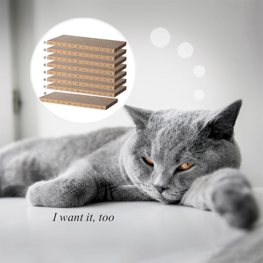 8 Packs In 1 Cat Scratch Pad, Cat Scratcher Cardboard,Reversible,Durable Recyclable Cardboard, Suitable For Cats To Rest, Grind Claws And Play
