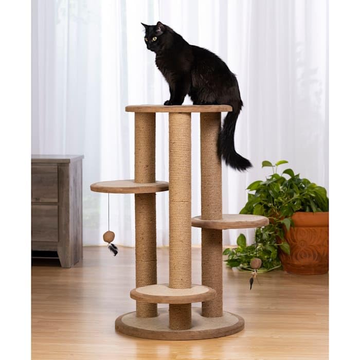 Prevue Pet Products 7150 Kitty Power Paws Multi-Platform Posts With Tassels Cat Scratcher, Natural